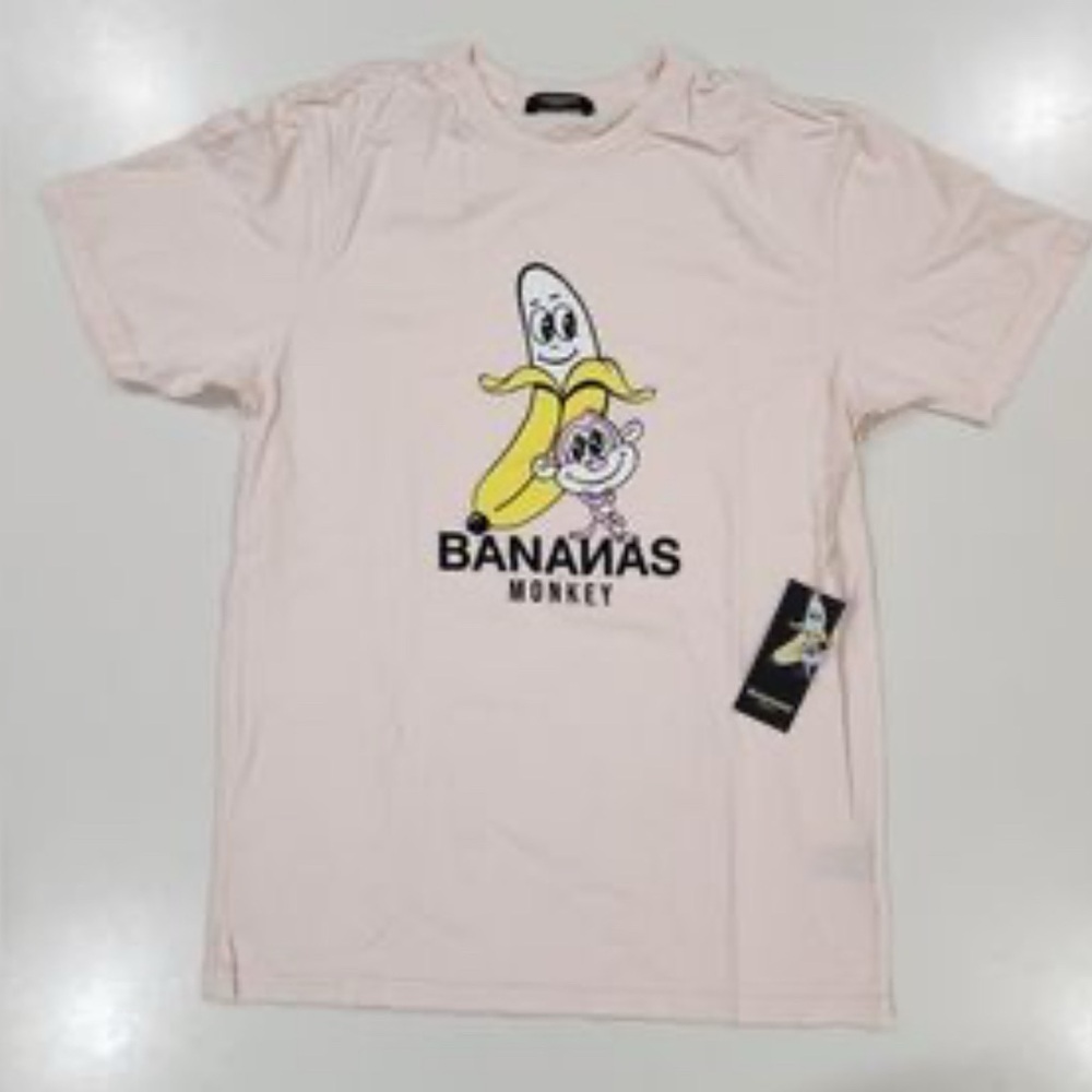 NWT size M6 bananas monkey homies  t shirt ice pink kids
